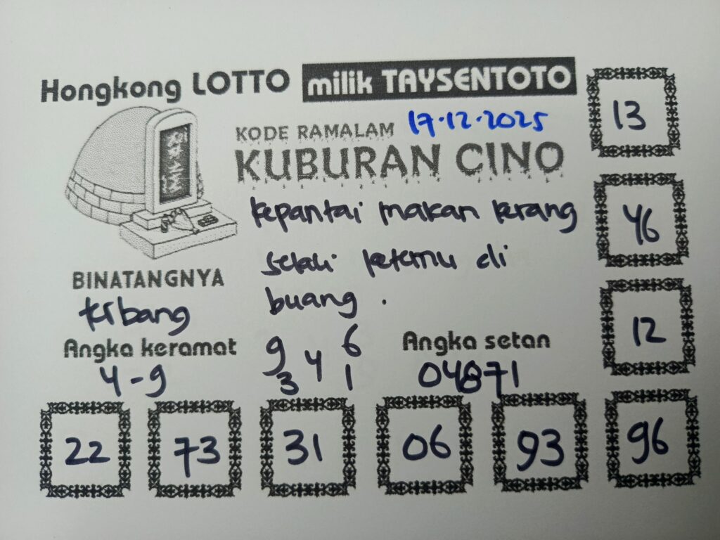 Syair Kuburan Cino HK Hari Rabu, 17 Desember 2025
