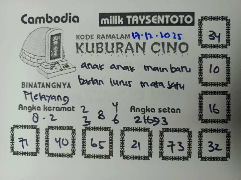 Syair Kuburan Cino Cambodia Hari Ini Rabu, 17 Desember 2025