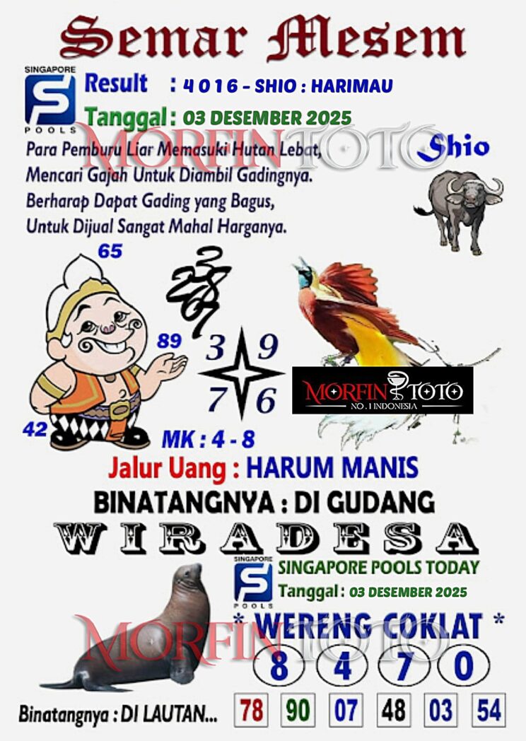 SYAIR TOGEL SEMAR MESEM SINGAPORE 03 DESEMBER 2025