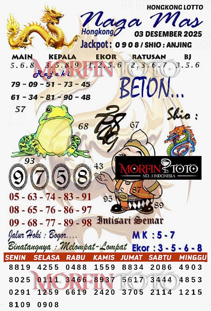 SYAIR TOGEL NAGA MAS HONGKONG LOTTO 03 DESEMBER 2025