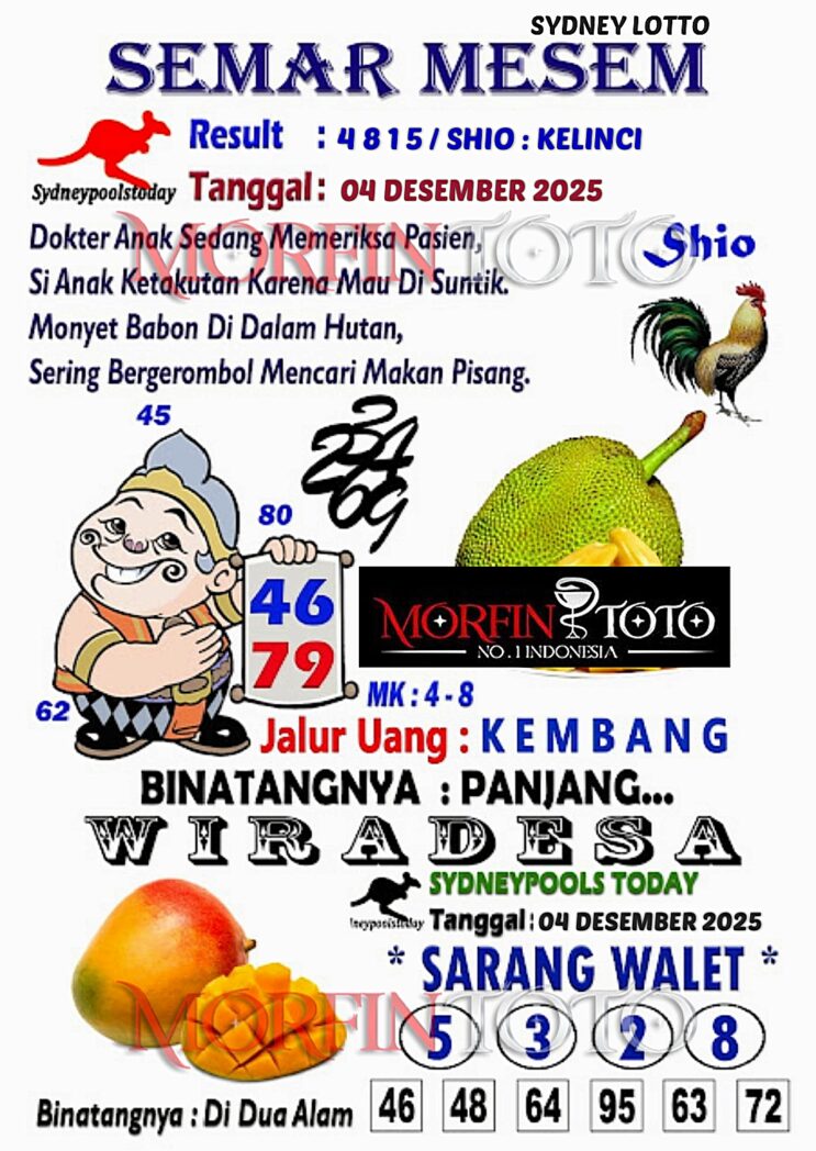 SYAIR TOGEL SEMAR MESEM  SYDNEY LOTTO 04 DESEMBER2025