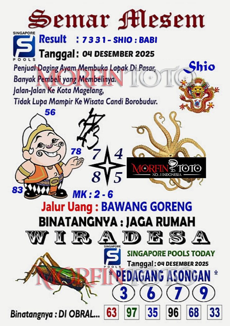 SYAIR TOGEL SEMAR MESEM SINGAPORE POOLS 04 DESEMBER 2025