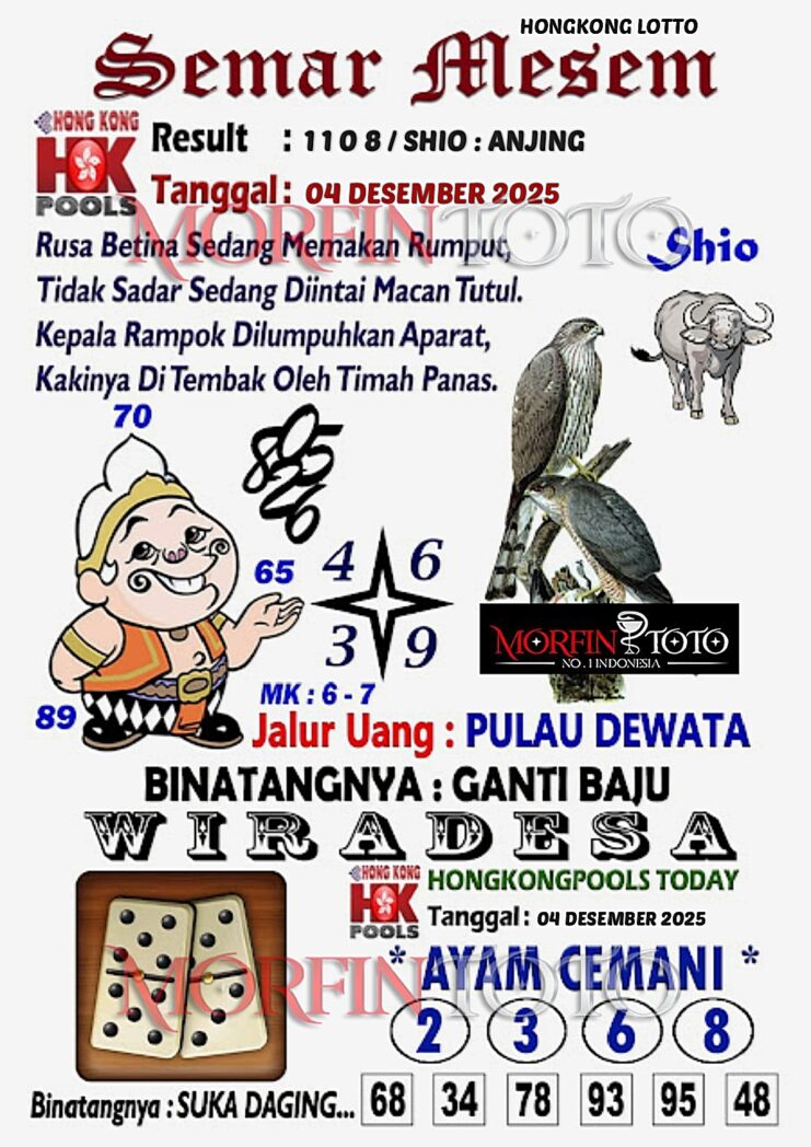 SYAIR TOGEL SEMAR MESEM  HONGKONG LOTTO 04 DESEMBER 2025