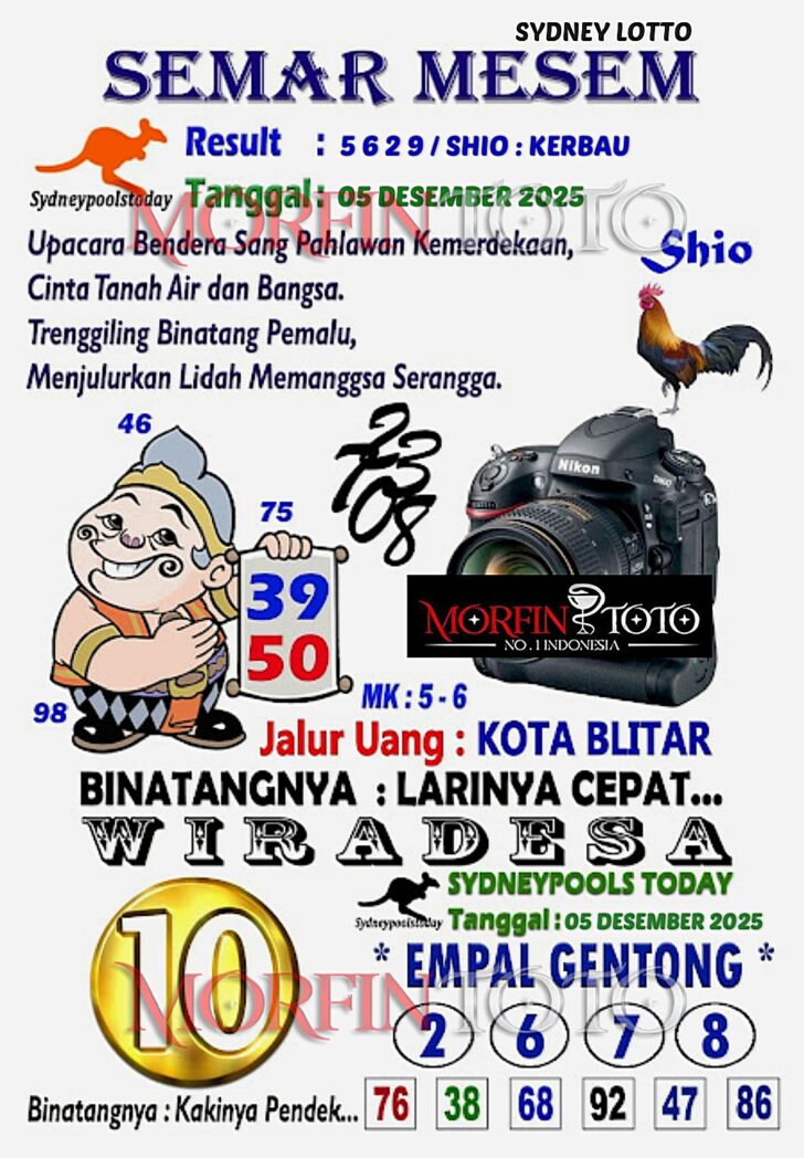 SYAIR TOGEL NAGA MAS SYDNEY LOTTO 05 DESEMBER 2025