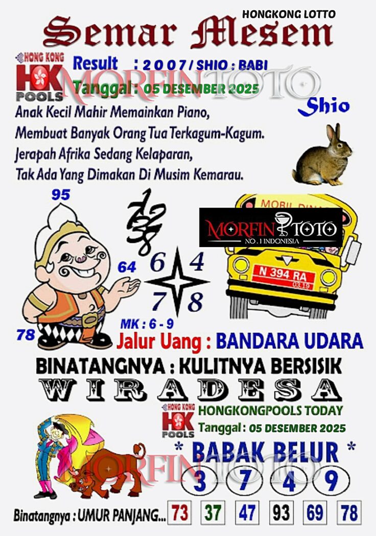 SYAIR TOGEL SEMAR MESEM  HONGKONG LOTTO 05 DESEMBER 2025