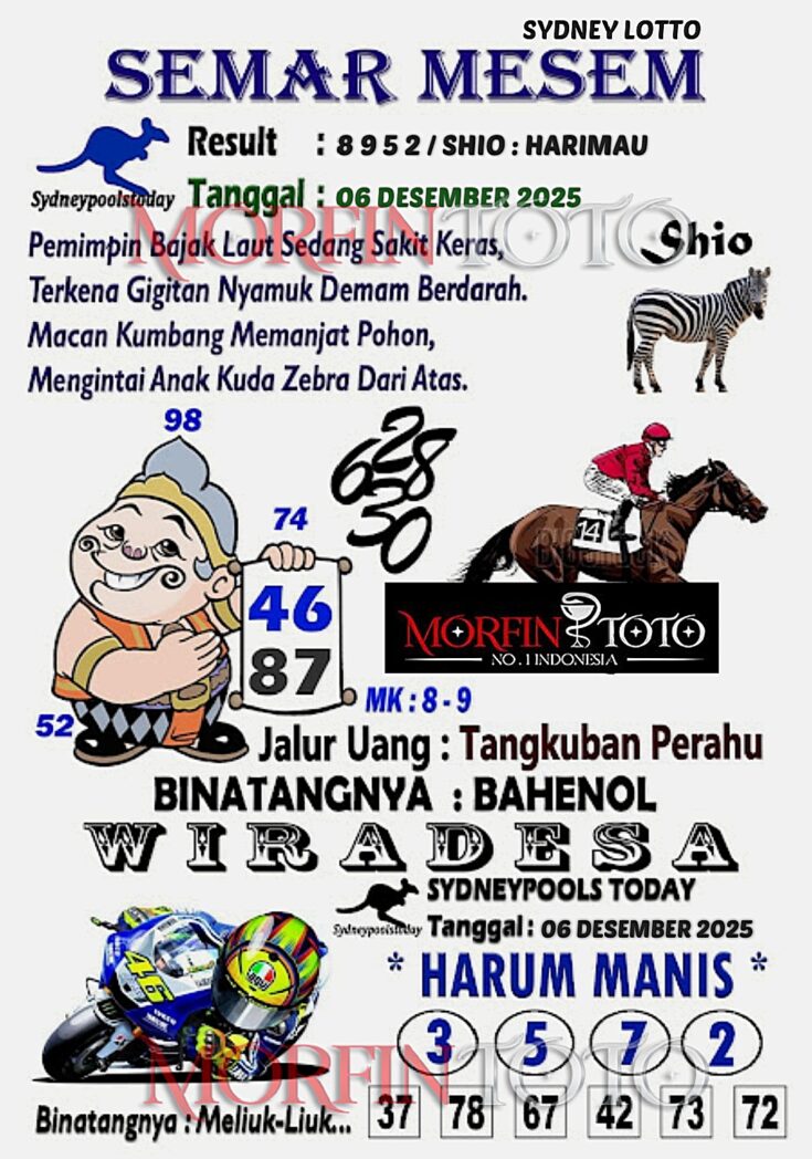 SYAIR TOGEL NAGA MAS SYDNEY LOTTO 06 DESEMBER 2025