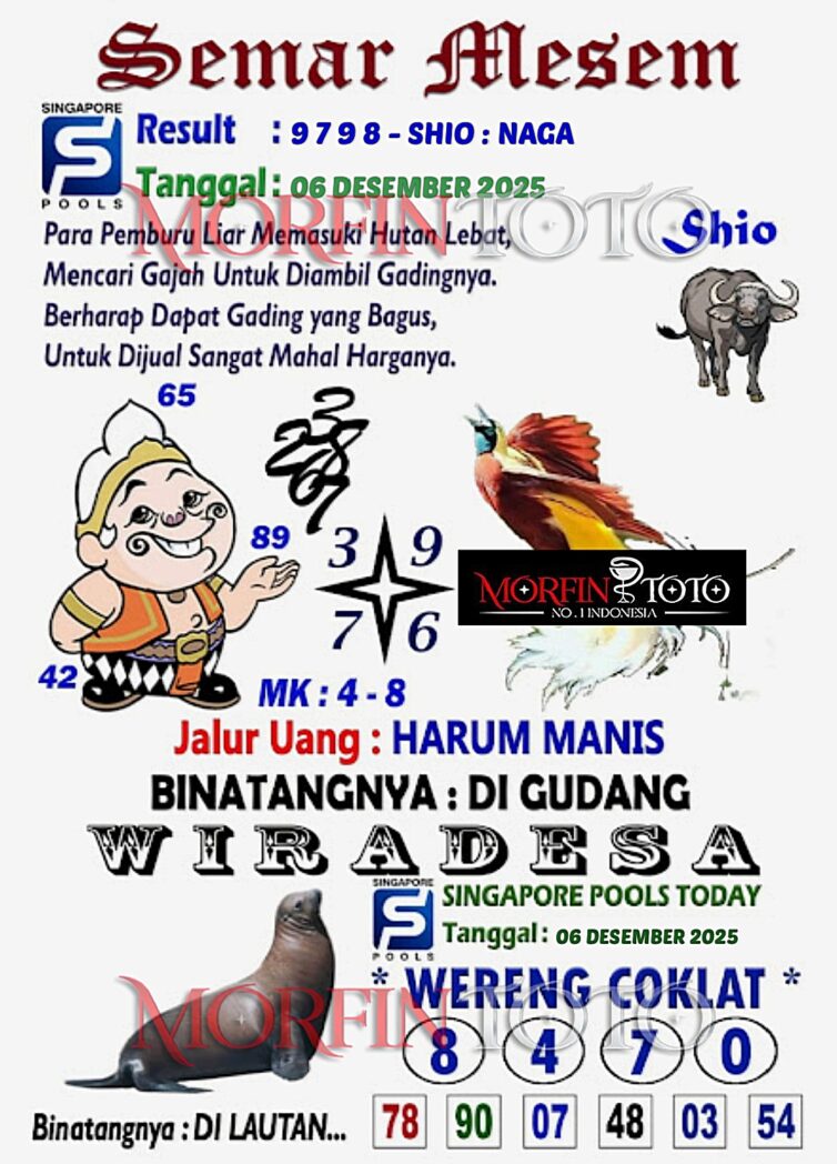 SYAIR TOGEL SEMAR MESEM SINGAPORE POOLS 06 DESEMBER 2025
