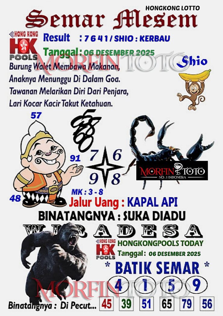 SYAIR TOGEL SEMAR MESEM  HONGKONG LOTTO 06 DESEMBER 2025