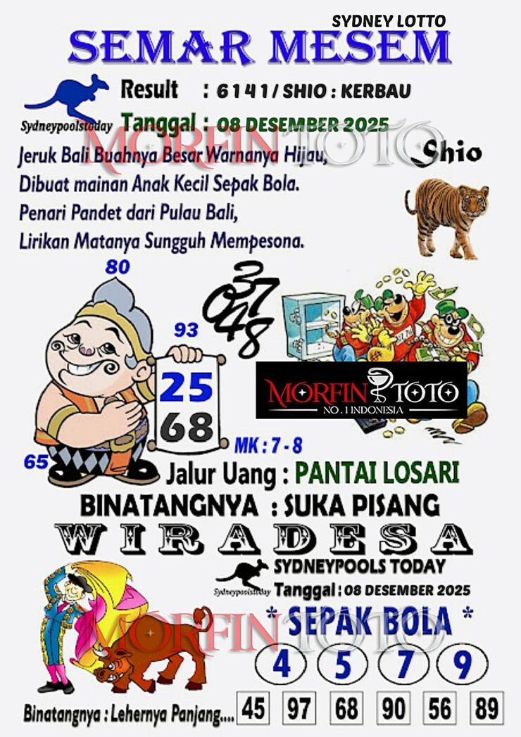 SYAIR TOGEL SEMAR MESEM SYDNEY LOTTO 08 DESEMBER 2025