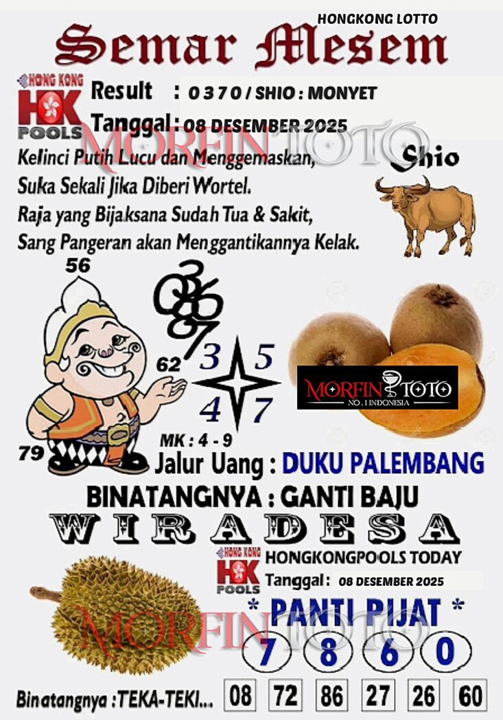 SYAIR TOGEL SEMAR MESEM HONGKONG LOTTO 08 DESEMBER 2025