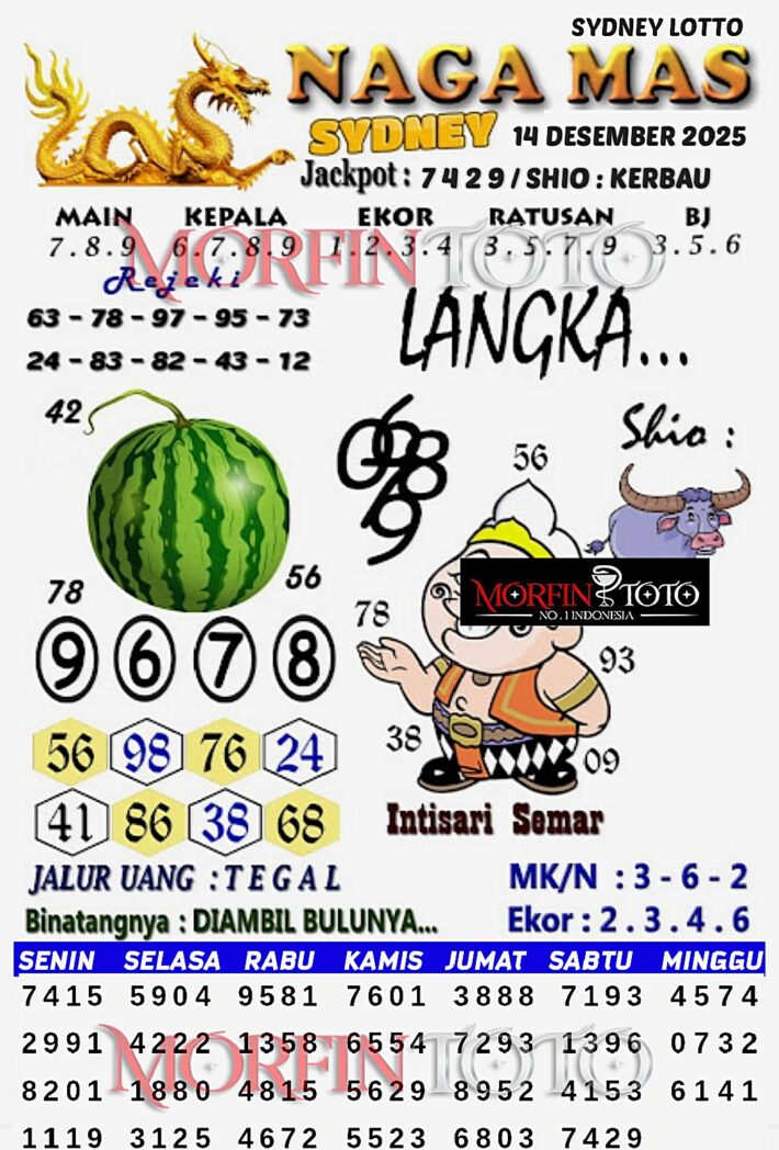 SYAIR TOGEL NAGA MAS SYDNEY LOTTO 14 DESEMBER 2025