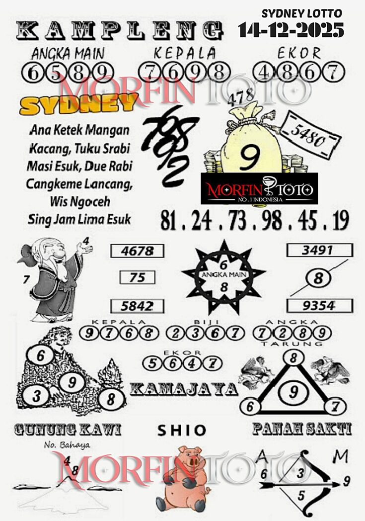 SYAIR TOGEL KAMPLENG SYDNEY LOTTO 14 DESEMBER 2025