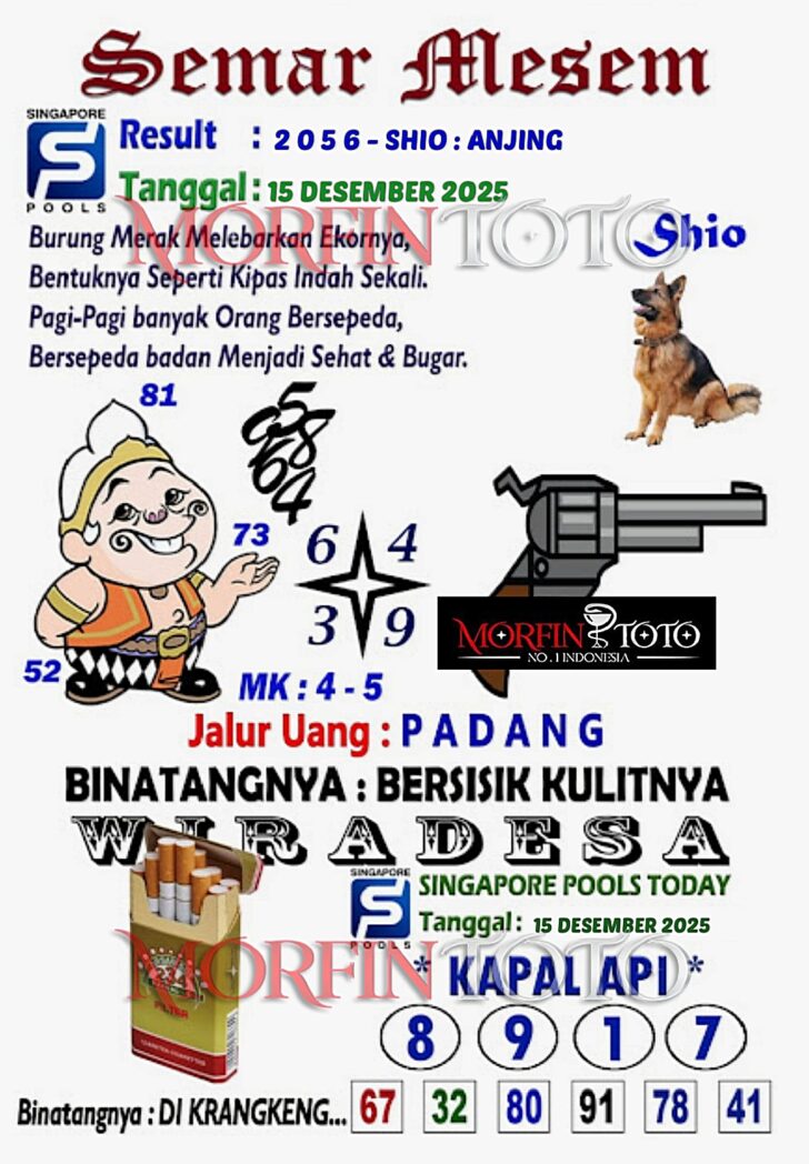 SYAIR TOGEL SEMAR MESEM SINGAPORE POOLS 15 DESEMBER 2025