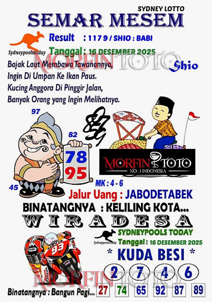 SYAIR TOGEL SEMAR MESEM SYDNEY LOTTO 16 DESEMBER 2025