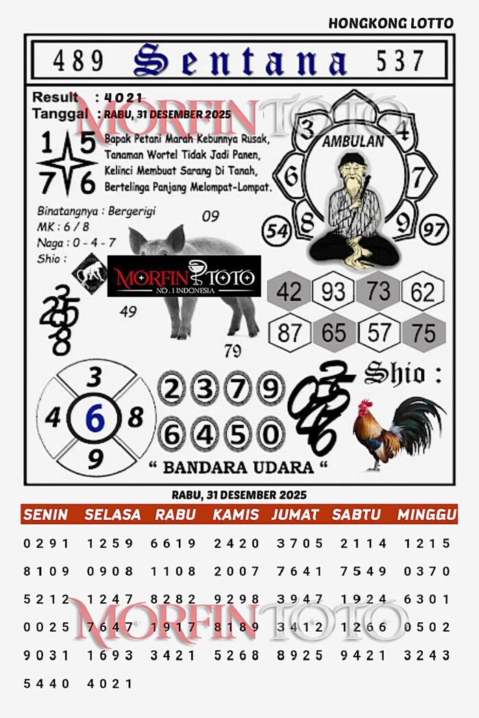 SYAIR TOGEL SENTANA  HONGKONG LOTTO 31 DESEMBER 2025