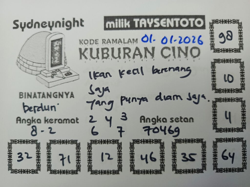 Syair Kuburan Cino SydneyNight Hari ini Kamis, 01 Januari 2026