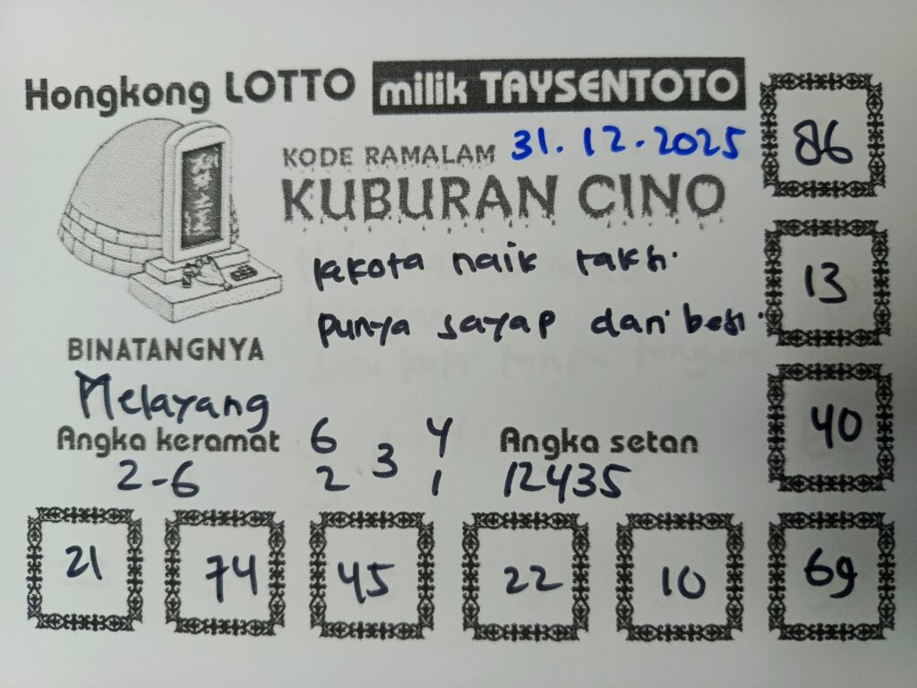 Syair Kuburan Cino HK Hari Rabu, 31 Desember 2025