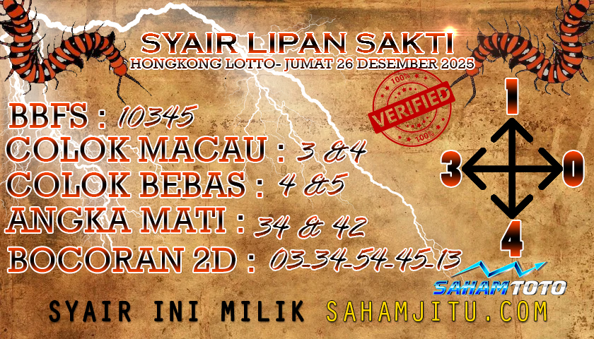 syair lipan sakti HONGKONG LOTTO hari ini 26 Desember 2025