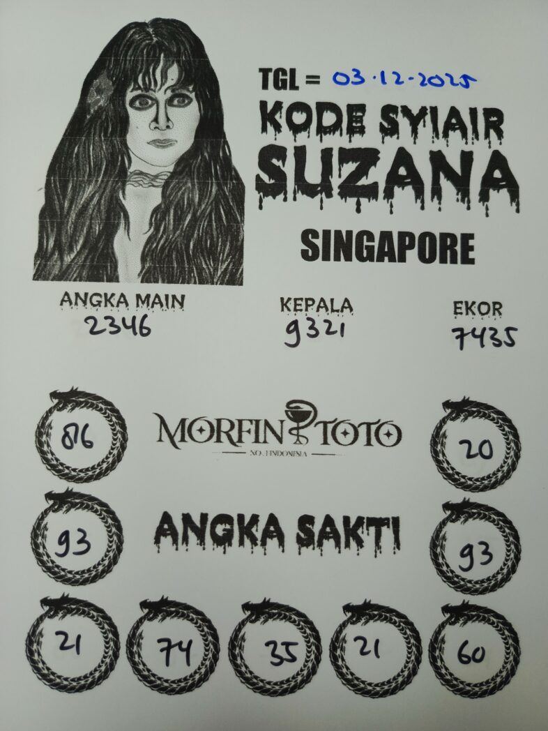 SYAIR TOGEL SUZANA  SINGAPORE03 DESEMBER 2025