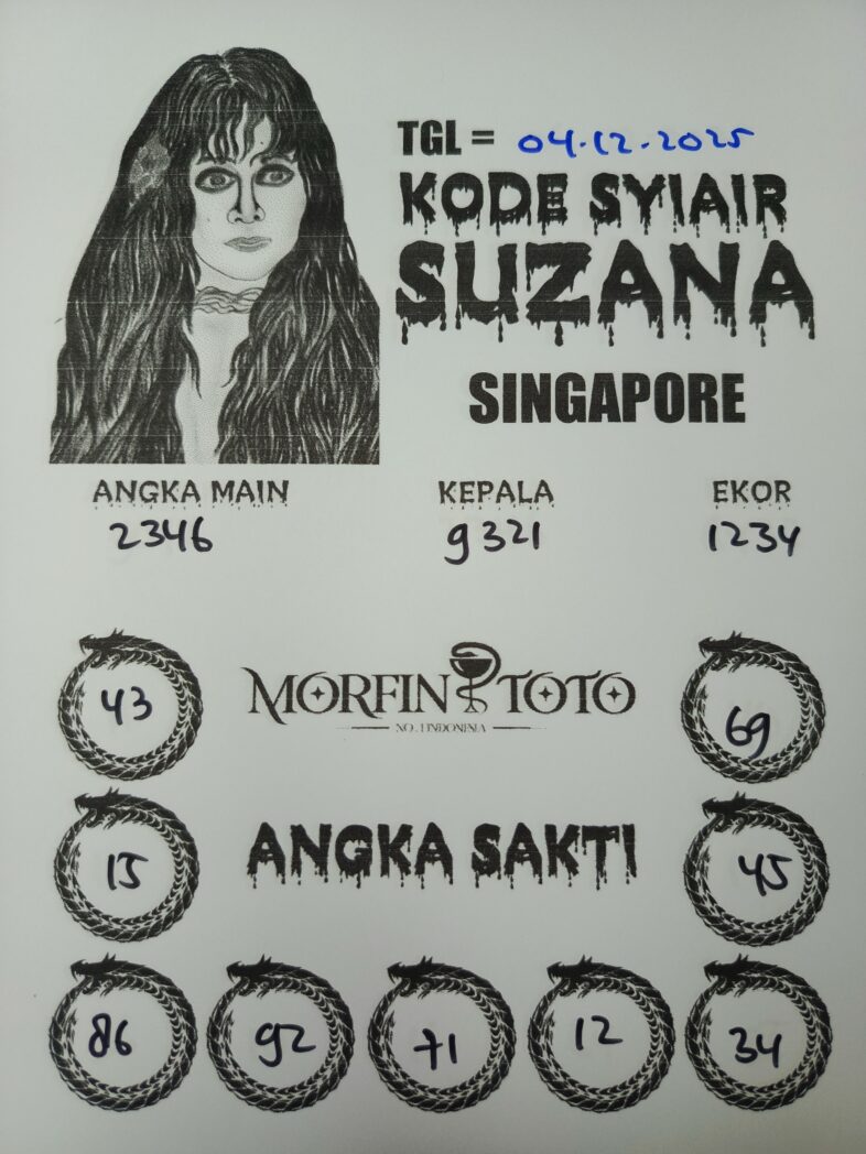 SYAIR TOGEL SUZANA  SINGAPORE POOLS 03 DESEMBER 2025
