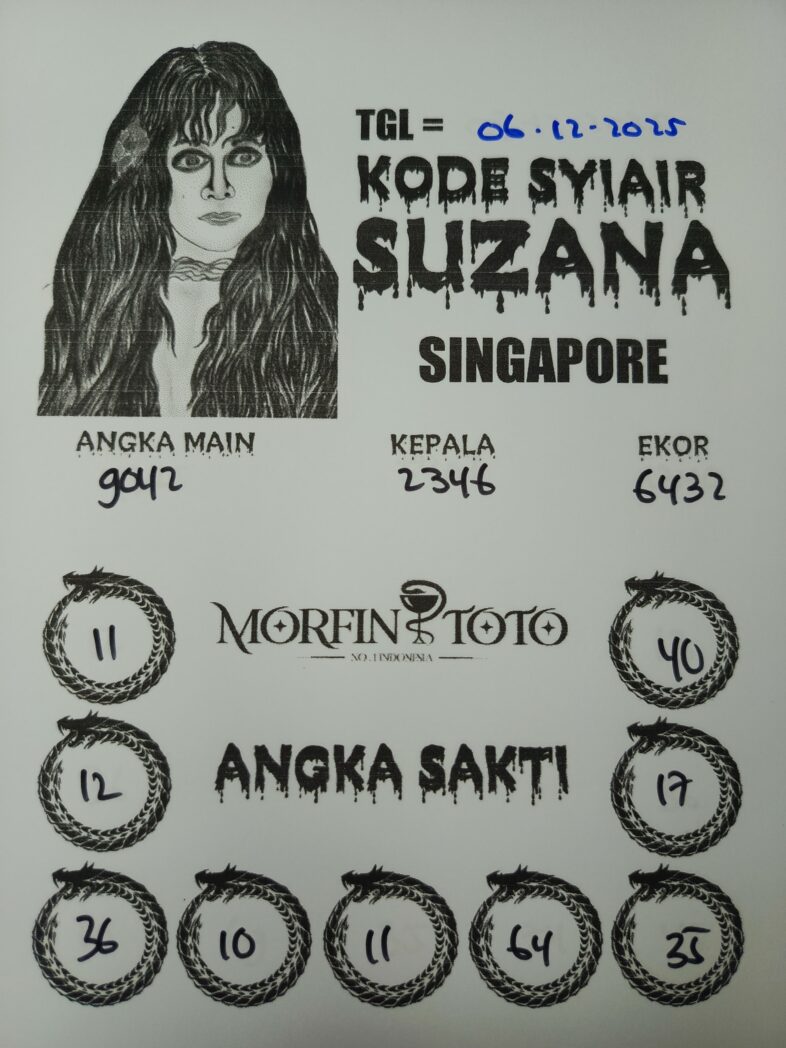 SYAIR TOGEL SUZANA  SINGAPORE POOLS 06 DESEMBER 2025