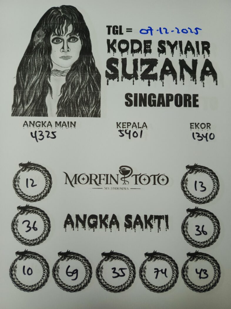 SYAIR TOGEL SUZANA  SINGAPORE POOLS 07 DESEMBER 2025