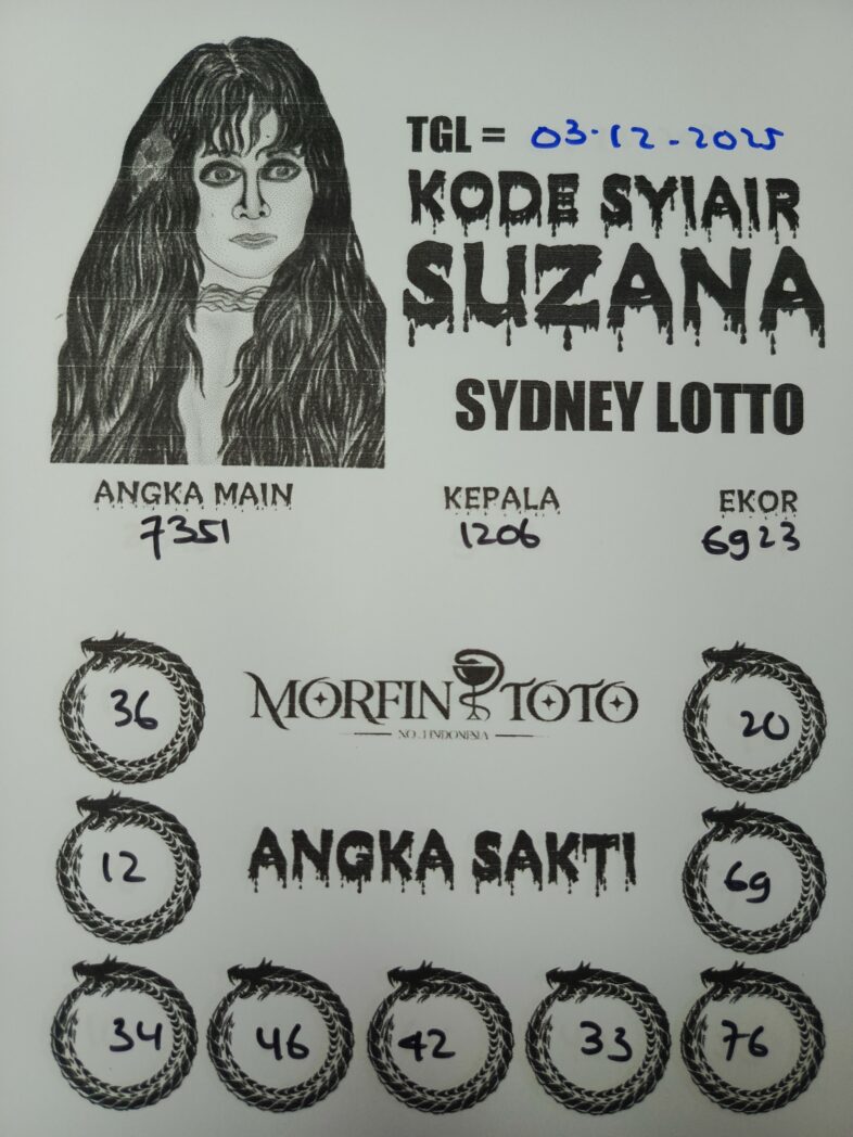 SYAIR TOGEL SUZANA  SYDNEY LOTTO 03 DESEMBER 2025