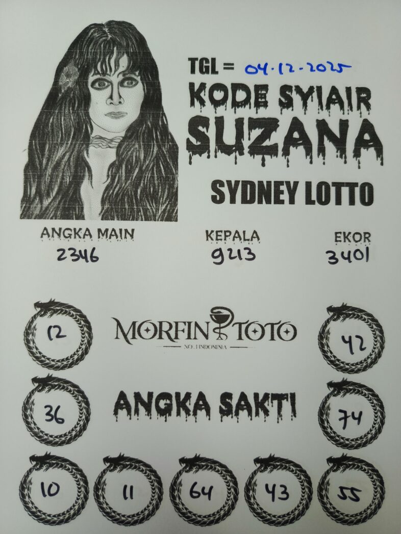 SYAIR TOGEL SUZANA SYDNEY LOTTO 04 DESEMBERR 2025
