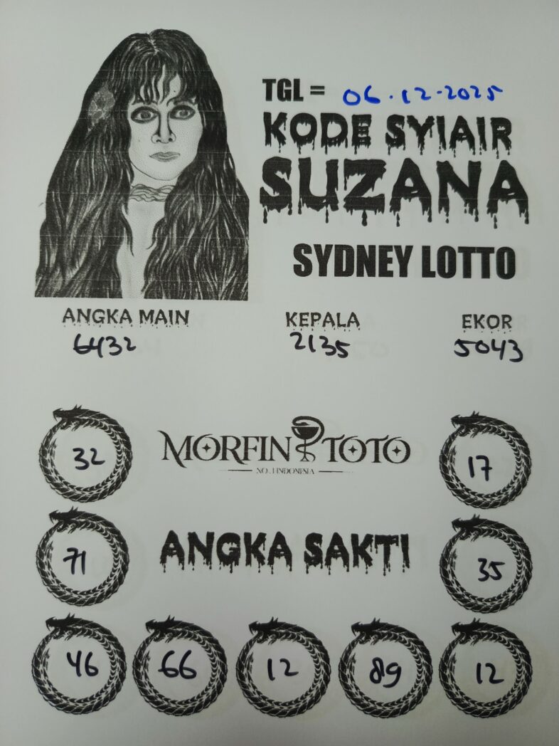 SYAIR TOGEL SUZANA SYDNEY LOTTO 06 DESEMBERR 2025