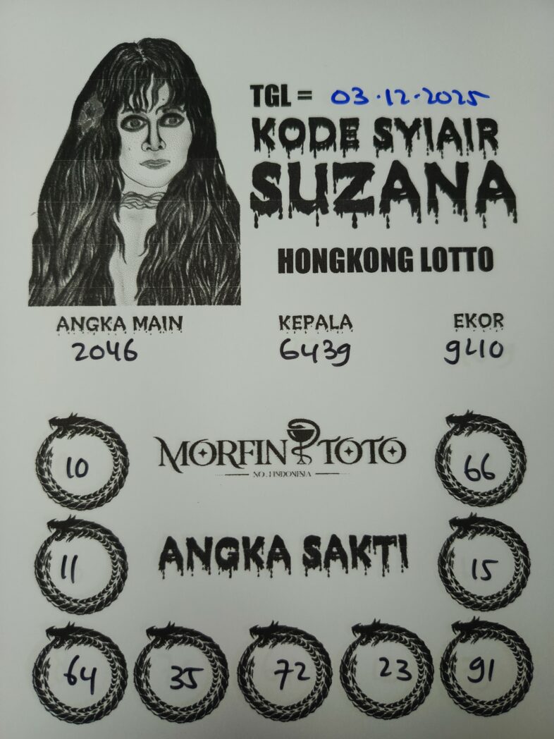 SYAIR TOGEL SUZANA  HONGKONG LOTTO 03 DESEMBER 2025