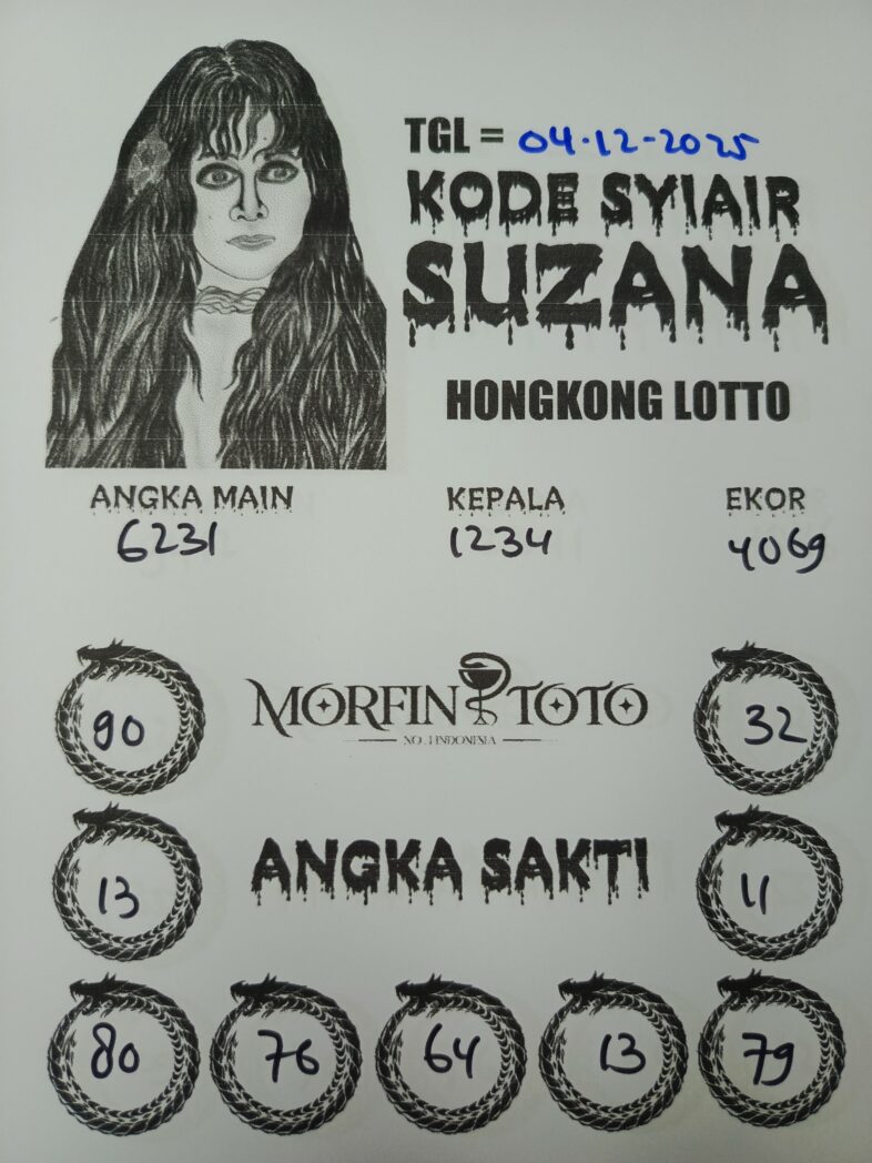 SYAIR TOGEL SUZANA  HONGKONG LOTTO 04 DESEMBER 2025