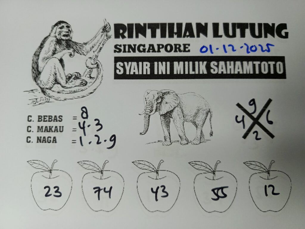 Syair Rintihan Lutung SINGAPORE POOLS Hari ini SENIN 01 DESEMBER 2025