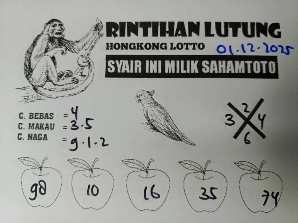 Syair Rintihan Lutung Hongkong LOTTO Hari ini SENIN 01 DESEMBER 2025