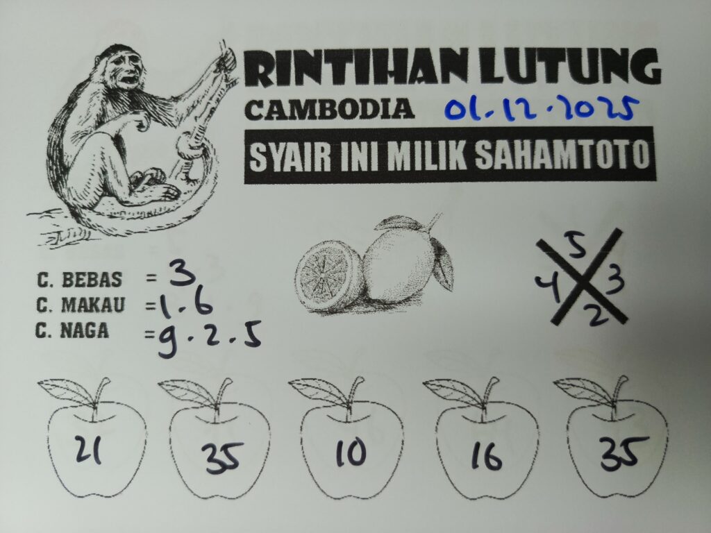 Syair Rintihan Lutung CAMBODIA pools Hari ini SENIN 01 DESEMBER 2025