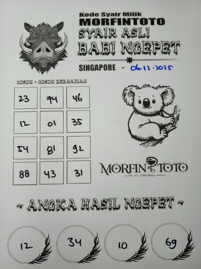 SYAIR TOGEL BABI NGEPET SINGAPORE POOLS 06 DESEMBER 2025