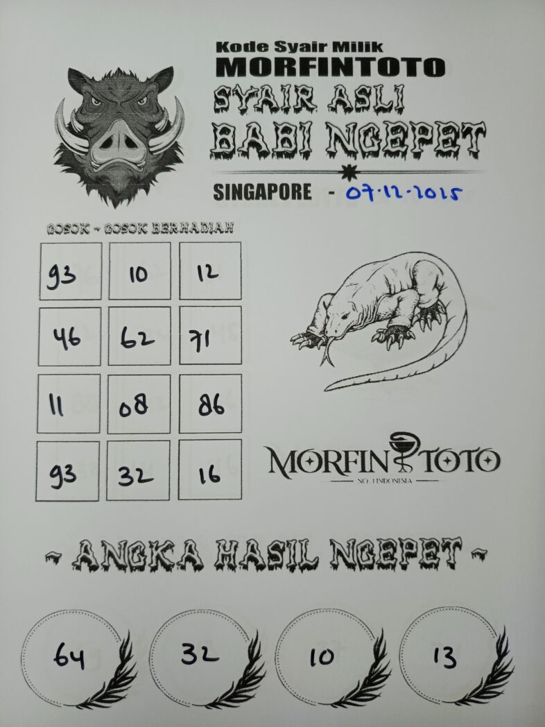 SYAIR TOGEL BABI NGEPET SINGAPORE POOLS 07 DESEMBER 2025