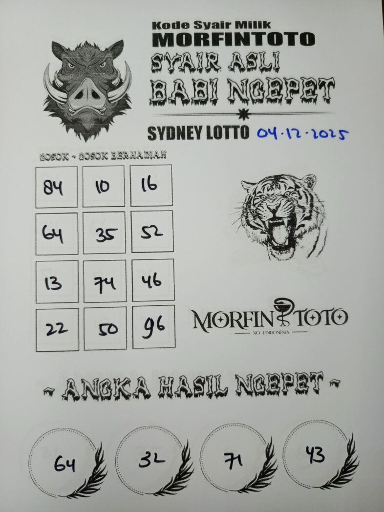 SYAIR TOGEL BABI NGEPET SYDNEY LOTTO 04 DESEMBER 2025