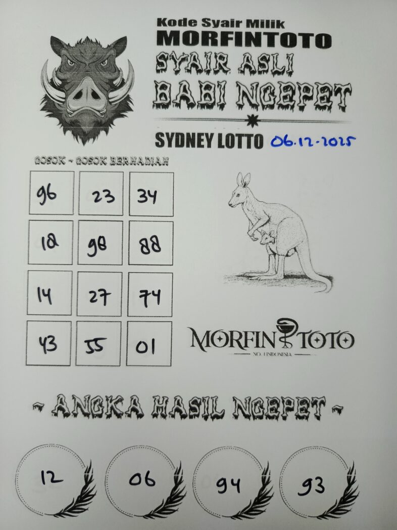 SYAIR TOGEL BABI NGEPET SYDNEY LOTTO 06 DESEMBER 2025
