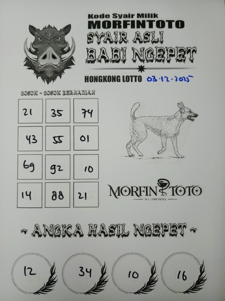 SYAIR TOGEL BABI NGEPET HONGKONG LOTTO 03 DESEMBER 2025