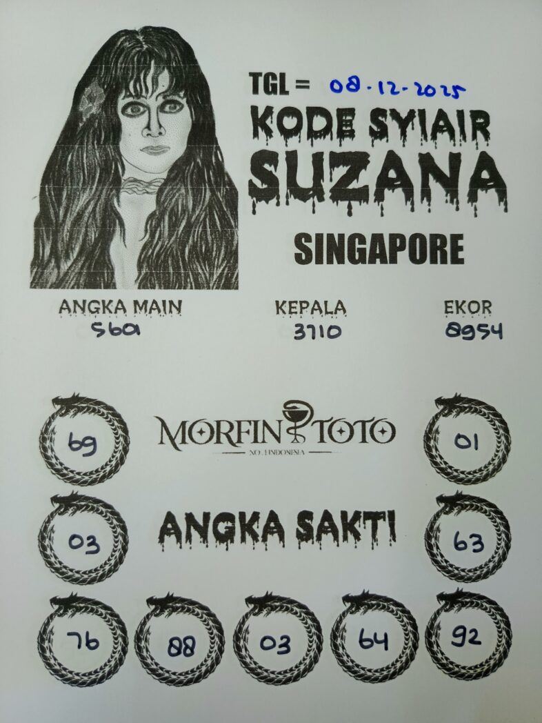 SYAIR TOGEL SUZANA SINGAPORE POOLS 08 DESEMBER 2025