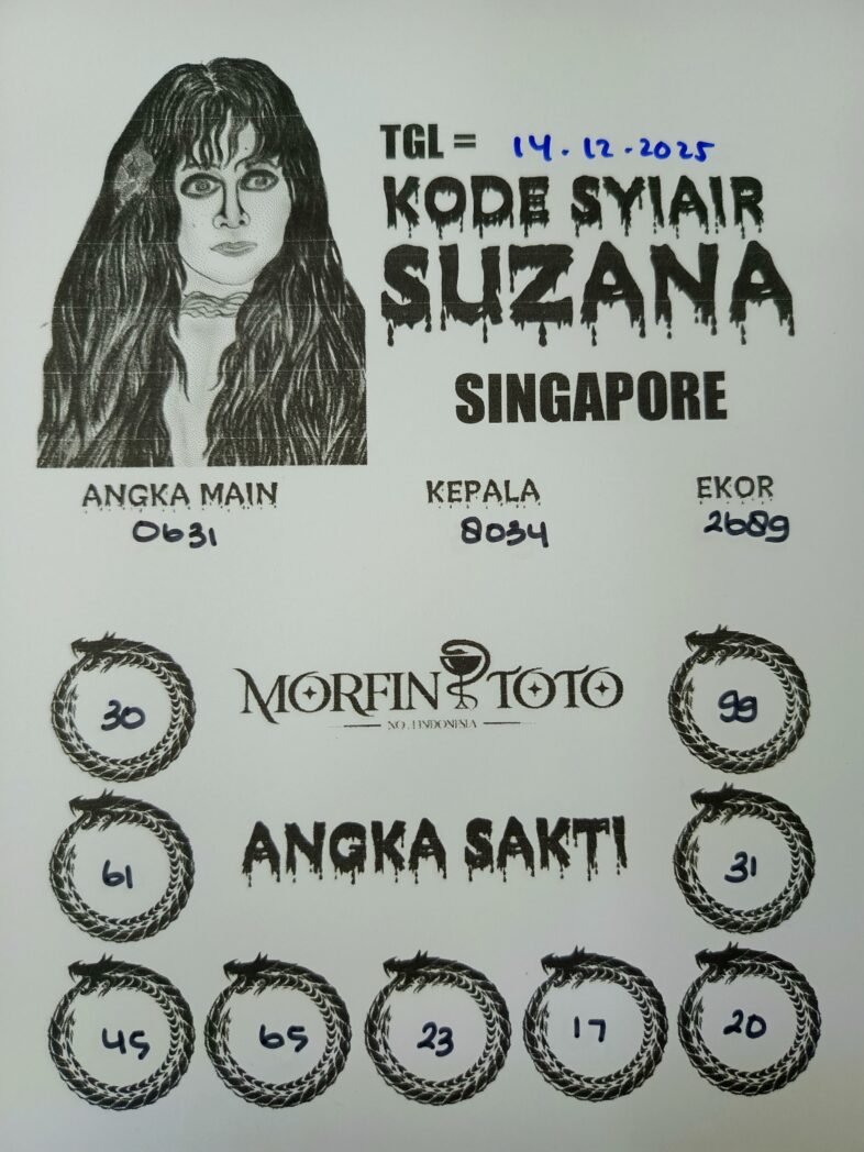 SYAIR TOGEL SUZANA  SINGAPORE POOLS 14 DESEMBER 2025
