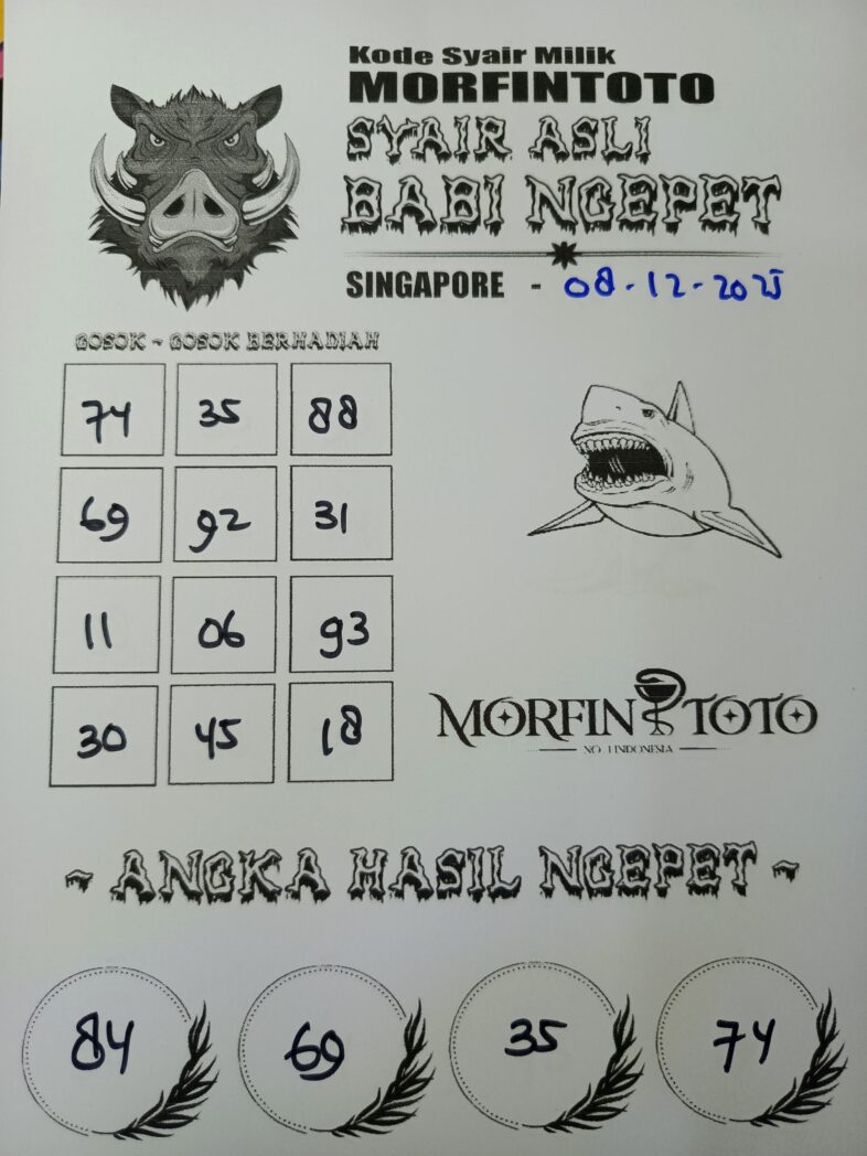 SYAIR TOGEL BABI NGEPET SINGAPORE POOLS 08 DESEMBER 2025