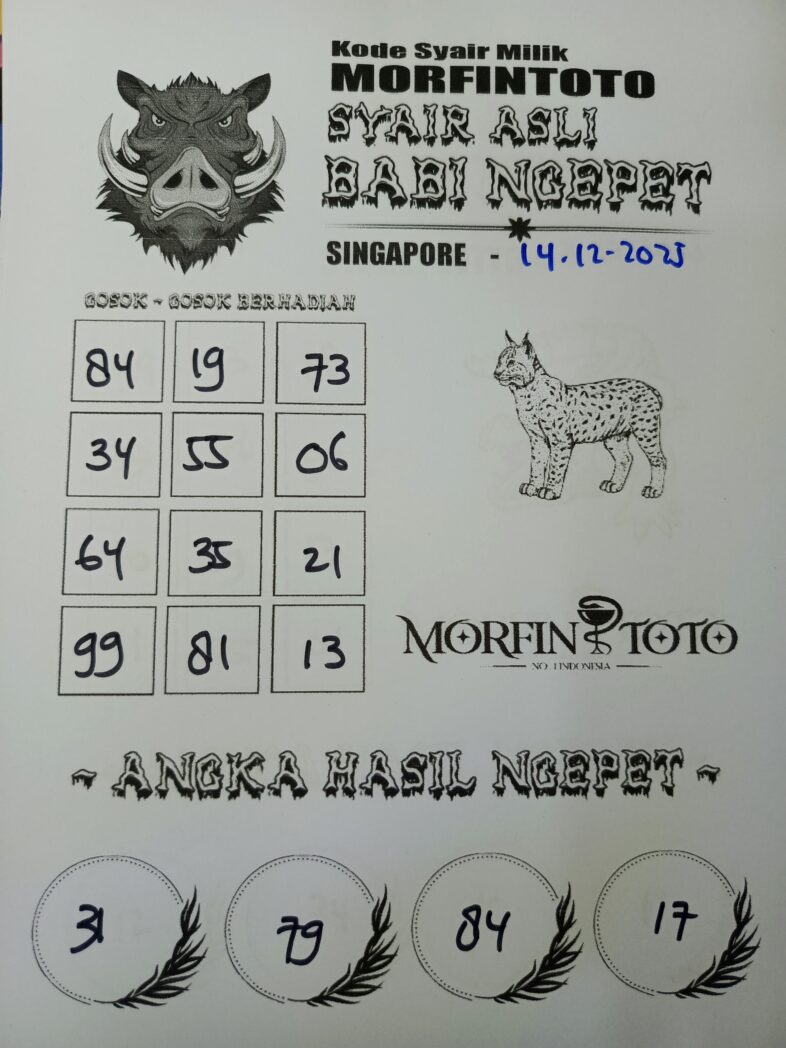 SYAIR TOGEL BABI NGEPET SINGAPORE POOLS 14 DESEMBER 2025