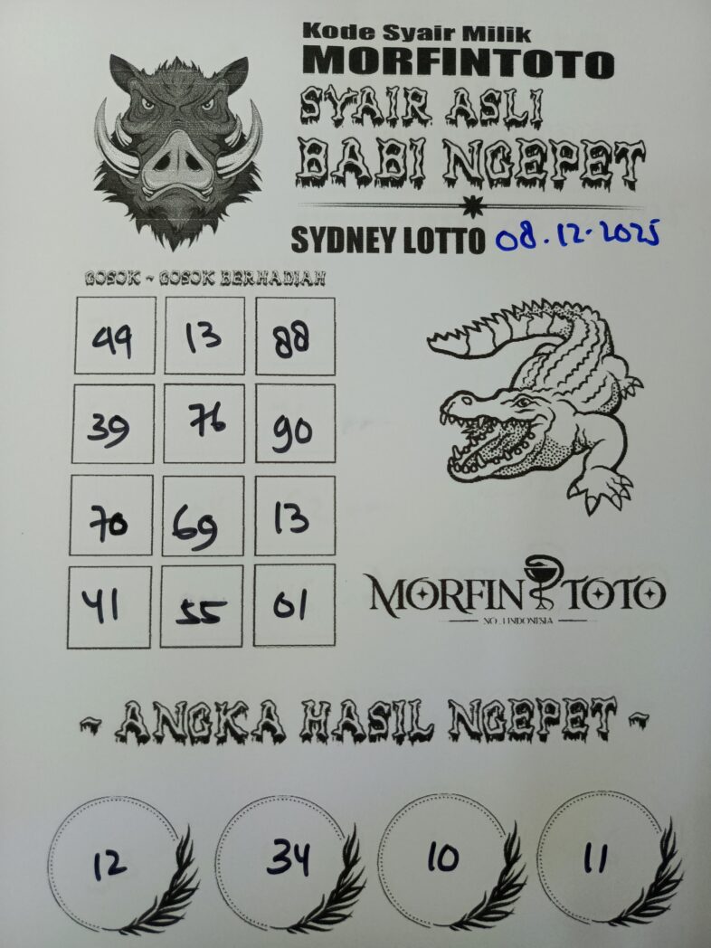 SYAIR TOGEL SUZANA SYDNEY LOTTO 08 DESEMBERR 2025
