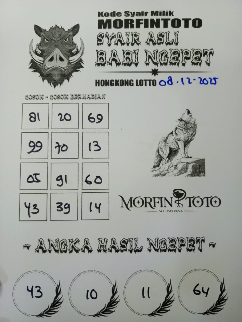 SYAIR TOGEL BABI NGEPET HONGKONG LOTTO 08 DESEMBER 2025