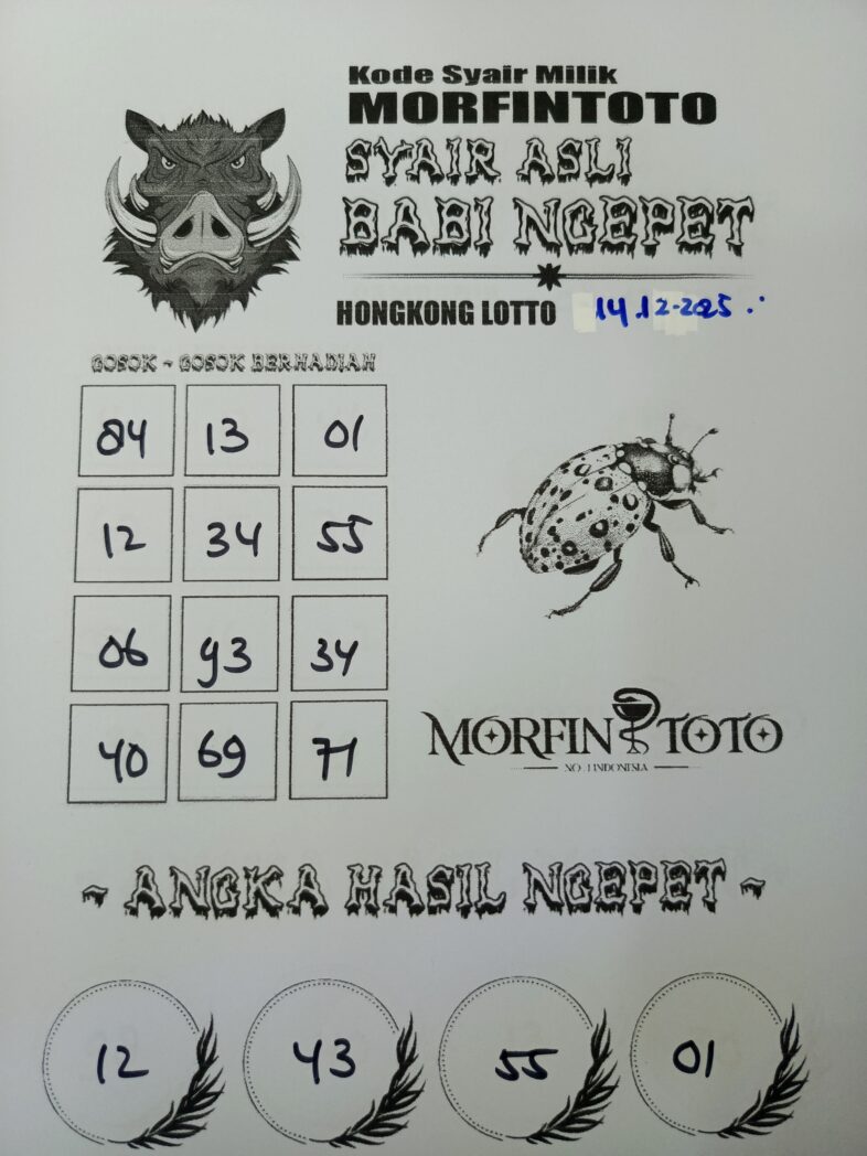 SYAIR TOGEL BABI NGEPET HONGKONG LOTTO 14 DESEMBER 2025