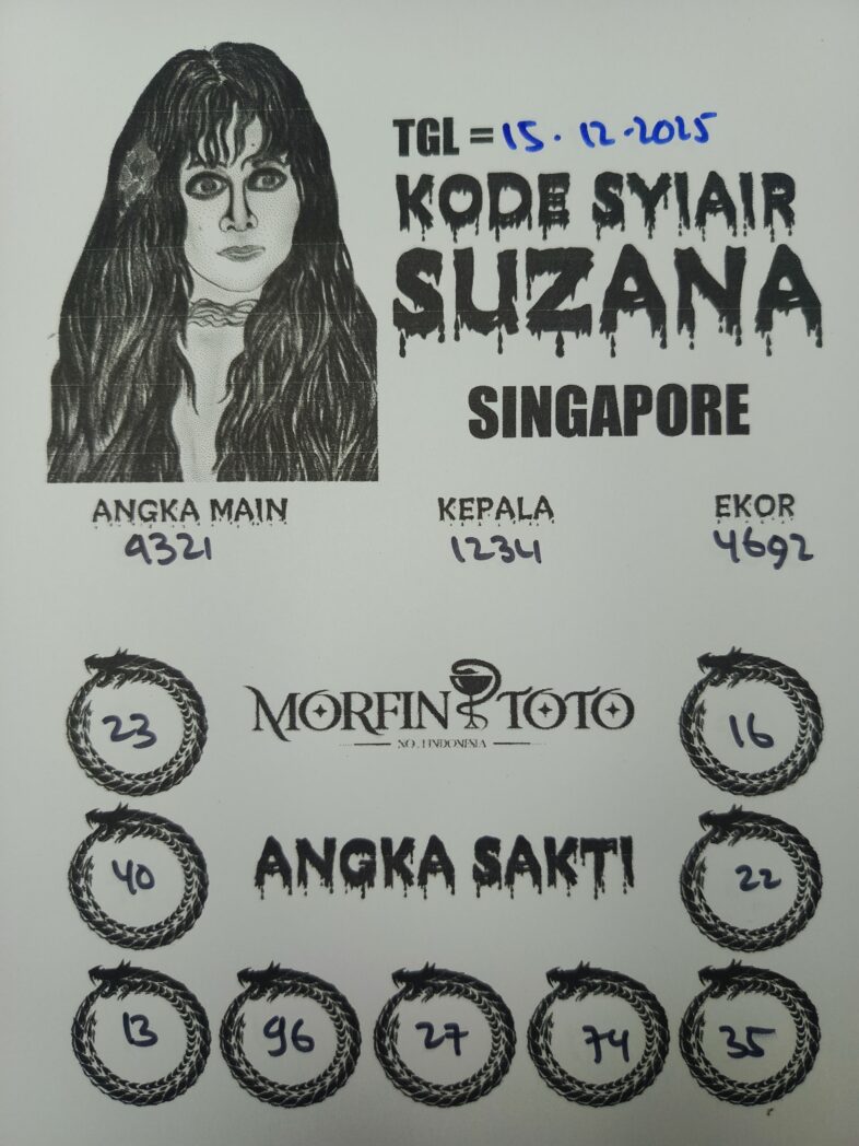 SYAIR TOGEL SUZANA SINGAPORE POOLS 15 DESEMBER 2025