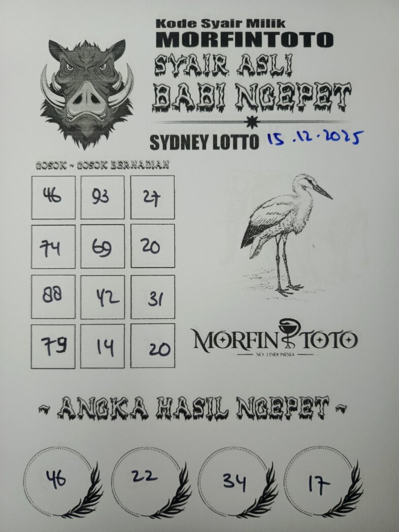 SYAIR TOGEL BABI NGEPET SYDNEY LOTTO 15 DESEMBER 2025