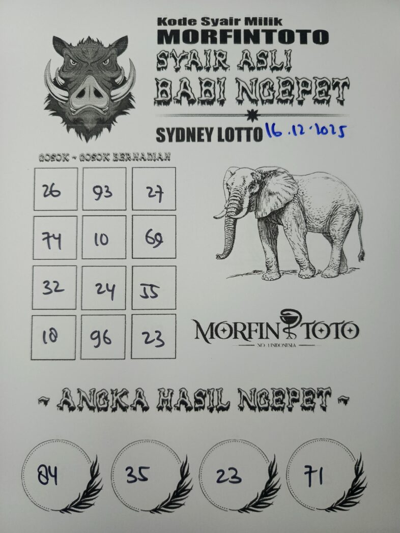SYAIR TOGEL BABI NGEPET SYDNEY LOTTO 16 DESEMBER 2025
