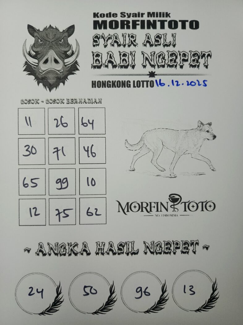 SYAIR TOGEL BABI NGEPET HONGKONG LOTTO 16 DESEMBER 2025